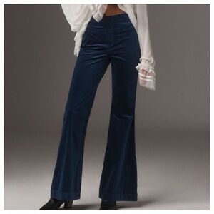 Anthropologie Pilcro Jewel Teal Wide Leg Corduroy Flare Pants Sz 30